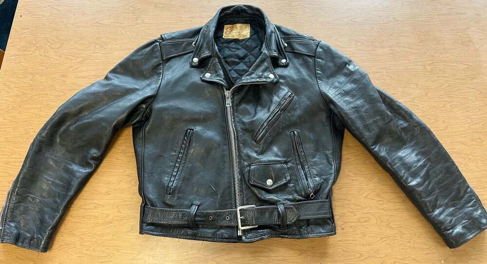 Vintage 1970s Excelled Leather Biker Motorcycle Jacket Made in USA Size 42 VTG